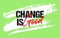 Change is good motivational quote grunge lettering, slogan design, typography, brush strokes background