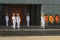 Change of the guard of honor at the door of the mausoleum of Ho Chi Minh. Hanoi. Vietnam