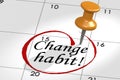 Change habit word marked on calendar with push pin