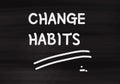 Change habits writing on black chalkboard, Handwriting on blackboard