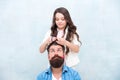 Change hairstyle. Create funny hairstyle. With healthy dose of openness any dad can excel at raising girl. Child making