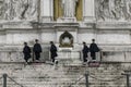 Change of honor guard at the grave of an unknown soldier. Monument to Victor Emmanuel II Vittoriano, Piazza Venezia, Rome Royalty Free Stock Photo