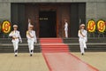 Change of honor guards at the entrance to the Ho Chi Minh mausoleum in Hanoi, Vietnam.