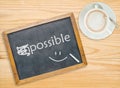 Change impossible to possible on chalkboard Royalty Free Stock Photo