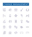 Change management line icons signs set. Design collection of Transformation, Agility, Transition, Adaptation, Revision