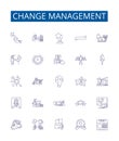 Change management line icons signs set. Design collection of Transformation, Agility, Transition, Adaptation, Revision