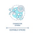 Change for others turquoise concept icon