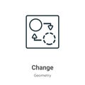 Change outline vector icon. Thin line black change icon, flat vector simple element illustration from editable geometry concept