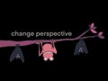 Change perspective, frog open a new perspective like bats , vision difference looking mindset attitude.