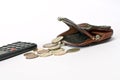 Change purse and coin Royalty Free Stock Photo