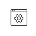 Change site settings, icon in line design. Change, settings, site, configuration, update, website, adjust on white