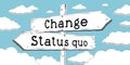 Change, status quo - outline signpost with two arrows Royalty Free Stock Photo