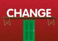 Change text with front door background.