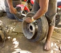 A change of tires in the caribbean Royalty Free Stock Photo