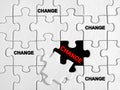 The change to chance. Puzzle with inscription Change. Under the removed puzzle piece appears the word Chance in red Royalty Free Stock Photo