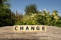 Change word concept on pretty green background . Royalty Free Stock Photo