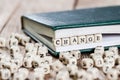 Change word written on a wooden block. Royalty Free Stock Photo