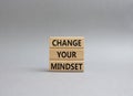 Change your mindset symbol. Concept words Change your mindset on wooden blocks. Beautiful grey background. Business and Change Royalty Free Stock Photo