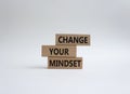 Change your mindset symbol. Concept words Change your mindset on wooden blocks. Beautiful white background. Business and Change Royalty Free Stock Photo