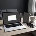 Realistic laptop screen mockup design template Royalty Free Stock Photo