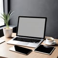 Realistic laptop screen mockup design template Royalty Free Stock Photo