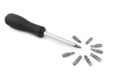 Changeable screwdriver head set, isolate background Royalty Free Stock Photo