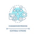 Changeover process turquoise concept icon