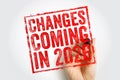 CHANGES COMING IN 2026 stamped message held by human hand, future announcement concept with bold lettering, planning and forecast Royalty Free Stock Photo