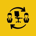 Changes employee black icon. Replacing a worker. Vector black icon. Royalty Free Stock Photo