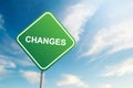 Changes road sign with blue sky and cloud background Royalty Free Stock Photo