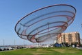 She Changes sculpture by Janet Echelman at a roundabout in Porto, Portugal Royalty Free Stock Photo