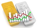 Changes in the value of precious metals Royalty Free Stock Photo