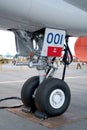 Changi, Singapore - Feb 6,2010 : Front wheel of Airbus A330-200F