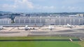 SATS Airfreight Terminal And Commercial Airplane At Changi Airport, Singapore. Royalty Free Stock Photo