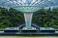 Changi,Singapore-November 30th,2019:An Aero train were seen passing by the HSBC water vortex at the Jewel Changi Airport.This is