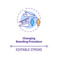 Changing boarding procedure concept icon