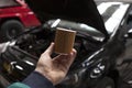 Changing the car oil filter Royalty Free Stock Photo