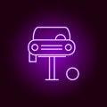 changing car tire outline icon in neon style. Elements of car repair illustration in neon style icon. Signs and symbols can be Royalty Free Stock Photo