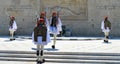 Changing of Ceremonial Elite infantry Evzones near parliament in Athens, Greece on June 23, 2017. Royalty Free Stock Photo