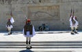 Changing of Ceremonial Elite infantry Evzones near parliament in Athens, Greece on June 23, 2017. Royalty Free Stock Photo