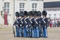 Changing of the guard in the courtyard in front of the Amalienborg palace, Copenhagen, Denmark Royalty Free Stock Photo