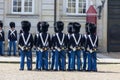 Changing of the guard in the courtyard in front of the Amalienborg palace, Copenhagen, Denmark