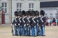 Changing of the guard in the courtyard in front of the Amalienborg palace, Copenhagen, Denmark