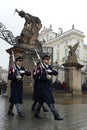 Changing of the guard of honor guards at the Presidential Palace in Prague Castle.