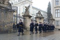 Changing of the guard of honor guards at the Presidential Palace in Prague Castle.