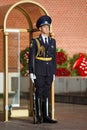 Changing guard soldiers in Alexander's garden near eternal flame in Moscow, Russia Royalty Free Stock Photo