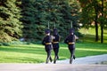 Changing guard soldiers in Alexander`s garden near eternal flame in Moscow, Russia Royalty Free Stock Photo