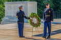 Changing of the guard at the Tomb of the Unknown Soldier at Arlington National Cemetery Royalty Free Stock Photo