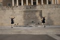 Changing the guard at the Tomb of the Unknown Soldier in Athenes Royalty Free Stock Photo