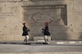 Changing the guard at the Tomb of the Unknown Soldier in Athenes Royalty Free Stock Photo